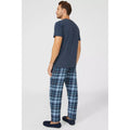 Navy - Back - Debenhams Mens Checked Brushed Pajama Set