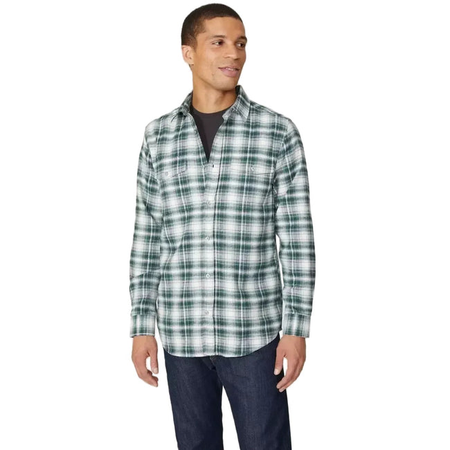 Green - Front - Mantaray Mens Checked Brushed Button-Down Shirt