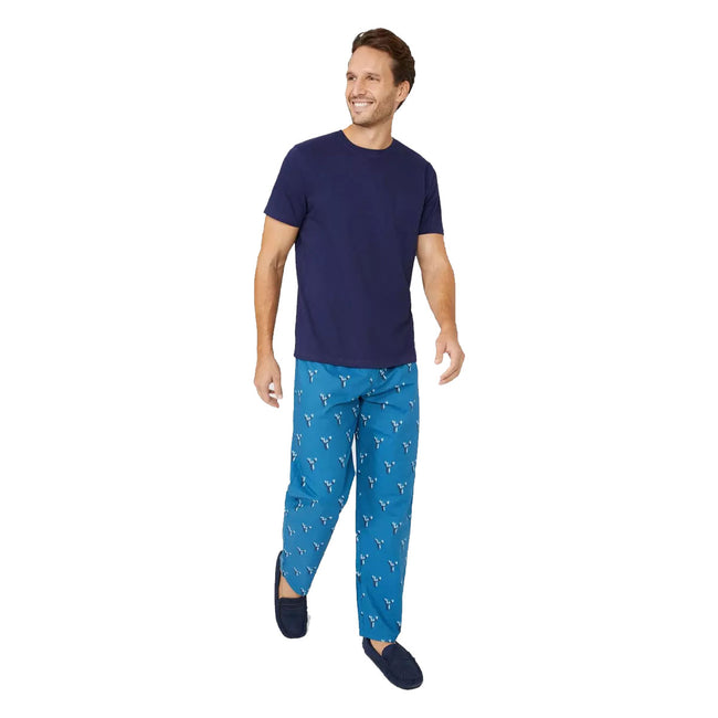 Dark Blue - Front - Debenhams Mens Stag Pajama Set