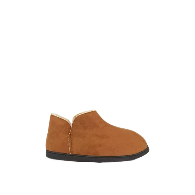 Tan - Front - Debenhams Mens Microsuede Slippers