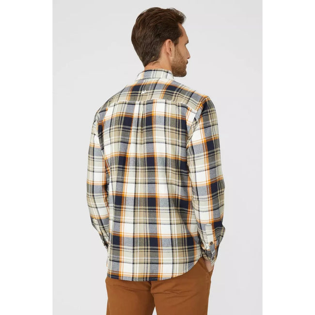 Orange - Back - Mantaray Mens Checked Herringbone Shirt