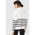 Black - Back - Principles Womens-Ladies Stripe Zip Neck Sweater