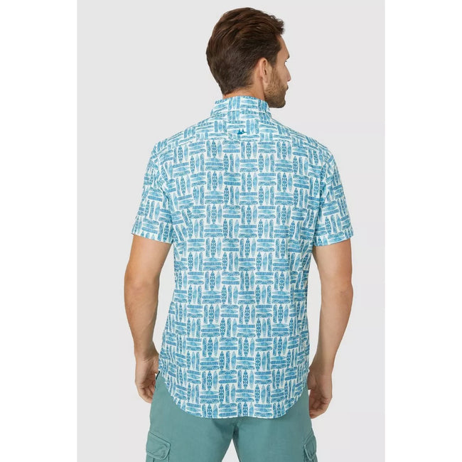 Blue - Back - Mantaray Mens Tetris Surfboard Shirt