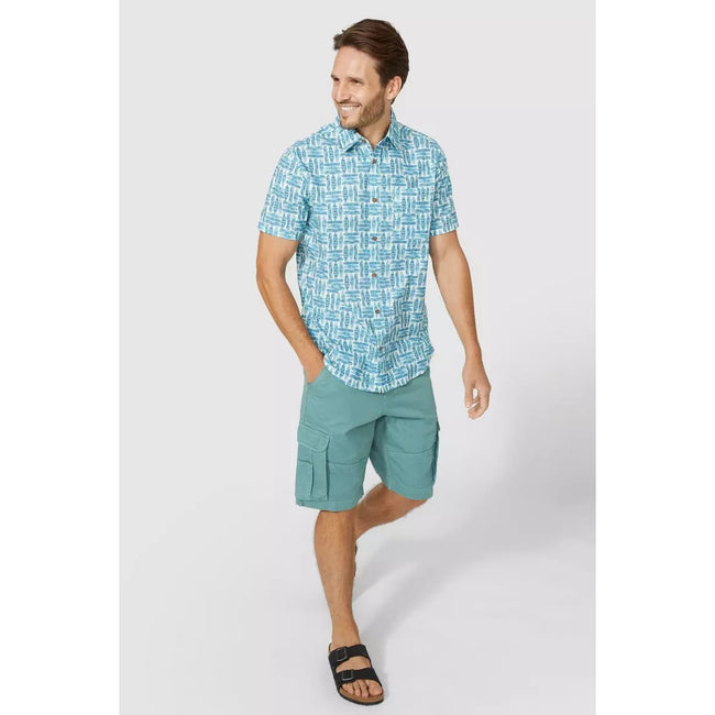 Blue - Pack Shot - Mantaray Mens Tetris Surfboard Shirt