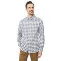 Stone-Navy - Front - Maine Mens Checked Long-Sleeved Shirt