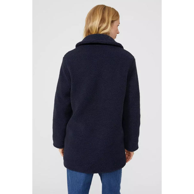 Dark Blue - Back - Mantaray Womens-Ladies Borg Collared Coat