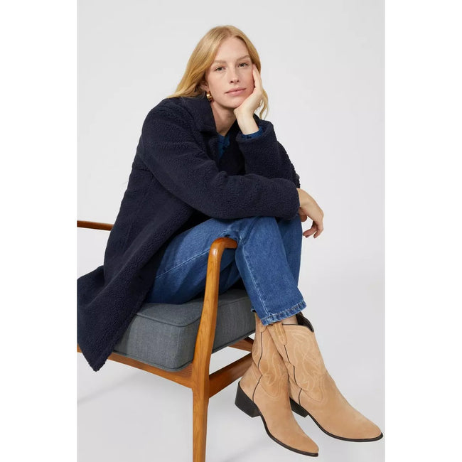 Dark Blue - Lifestyle - Mantaray Womens-Ladies Borg Collared Coat