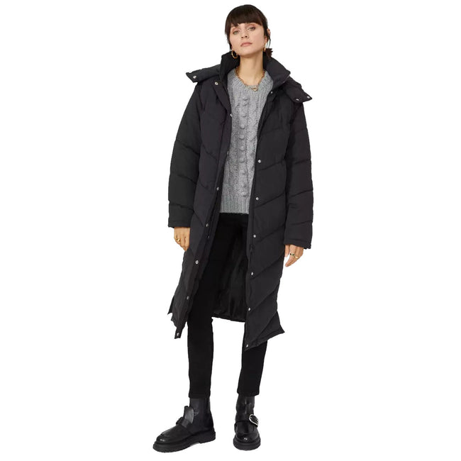 Black - Front - Principles Womens-Ladies Soft Touch Padded Long Coat