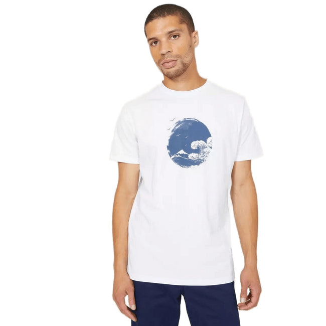 White - Front - Maine Mens Wave T-Shirt