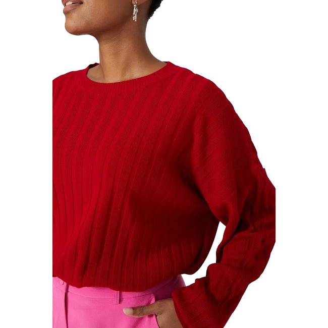 Red - Pack Shot - Principles Womens-Ladies Ribbed Oversized Sweater