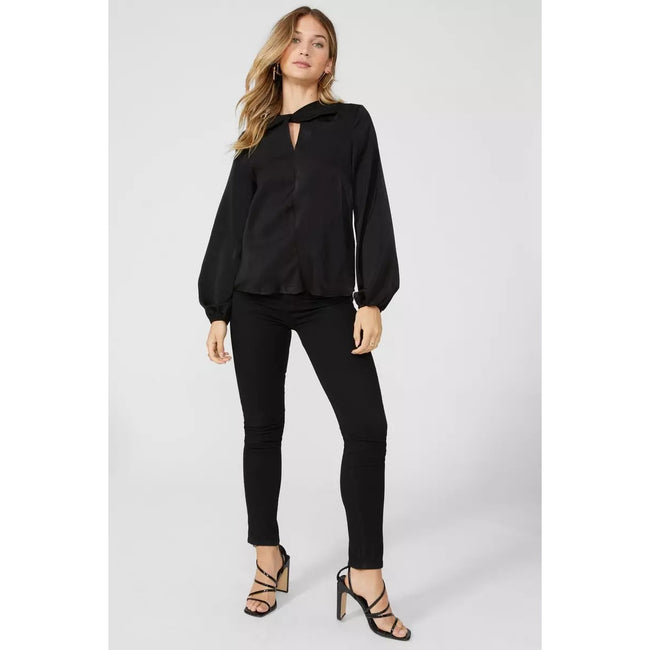 Black - Pack Shot - Principles Womens-Ladies Twisted Satin Blouse