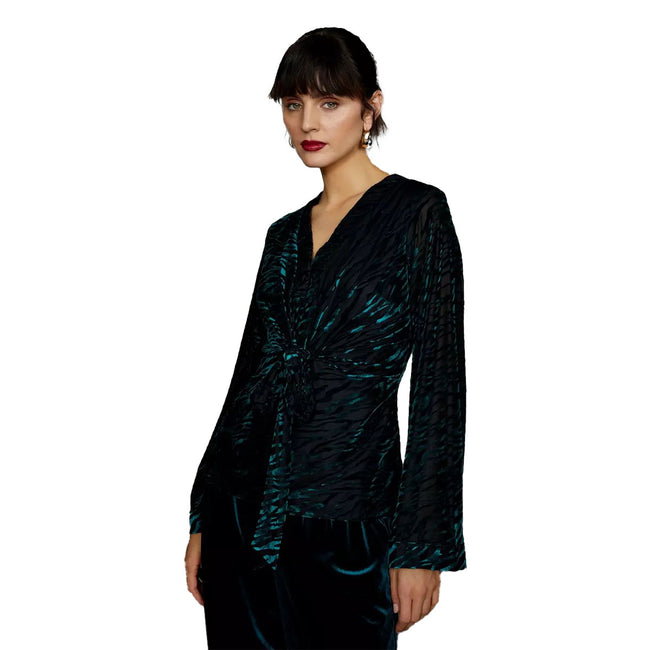 Teal - Front - Principles Womens-Ladies Devore Kimono Sleeve Blouse