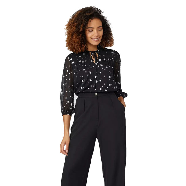 Black - Front - Maine Womens-Ladies Chiffon Blouse