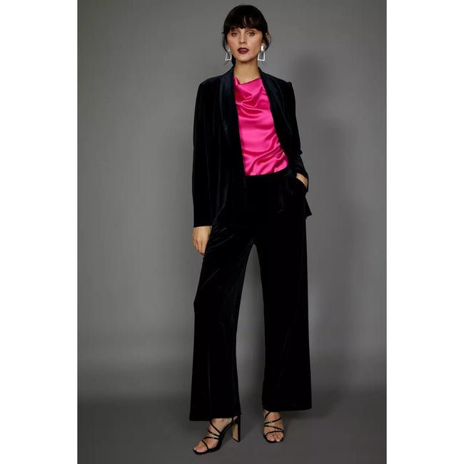 Hot Pink - Pack Shot - Principles Womens-Ladies Satin Cowl Neck Flutter Blouse