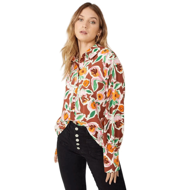 Burgundy - Front - Principles Womens-Ladies Floral Oversized Shirt