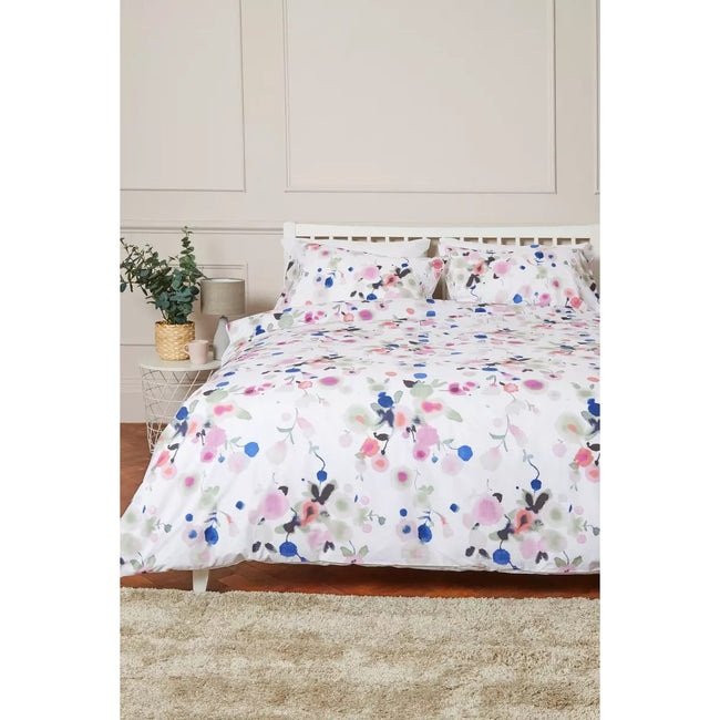 White-Pink-Blue - Front - Debenhams Fleurette Floral Duvet Set