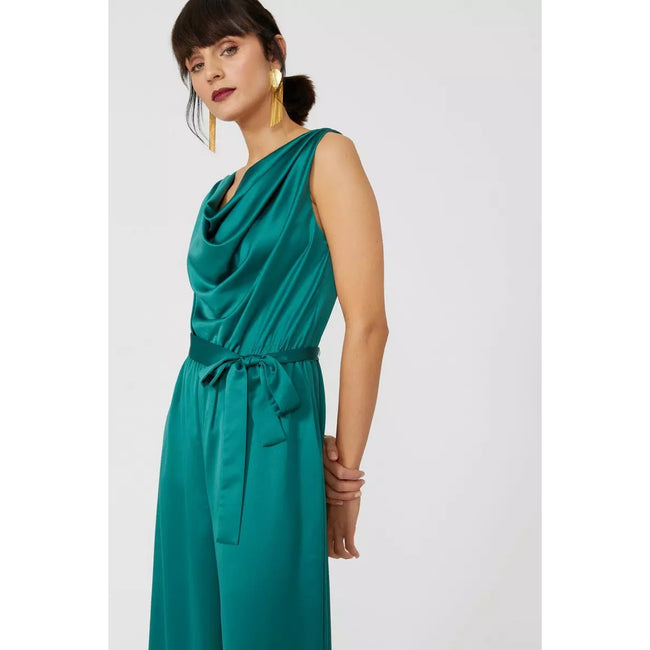 Green - Lifestyle - Principles Womens-Ladies Satin Jumpsuit