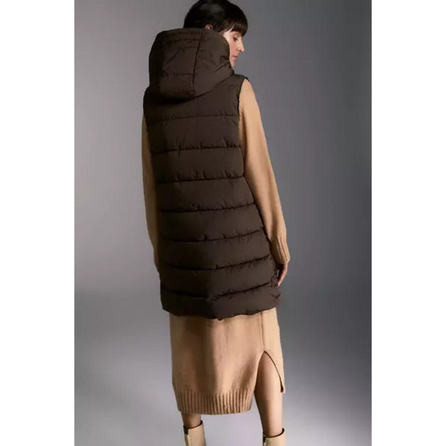Chocolate - Side - Principles Womens-Ladies Longline Padded Vest