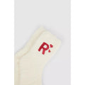 Cream-Red - Back - Debenhams Womens-Ladies Monogram R Socks