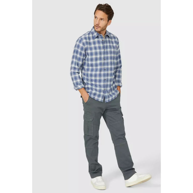 Blue - Lifestyle - Mantaray Mens Checked Brushed Shirt