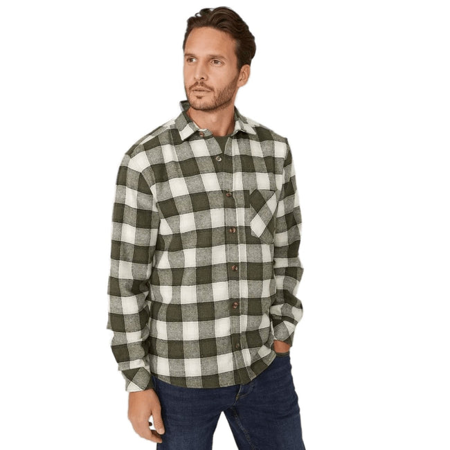 Green - Front - Mantaray Mens Checked Overshirt