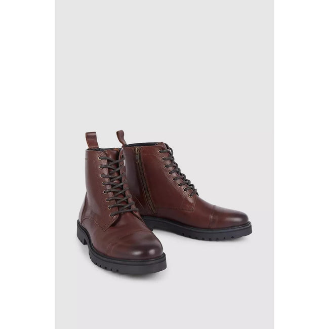 Brown - Lifestyle - Mantaray Mens Anderson Leather Toe Cap Ankle Boots