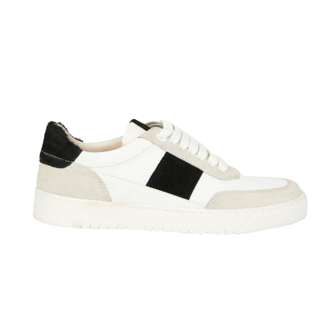 Black-White - Front - Principles Womens-Ladies Flora Leopard Print Leather Sneakers
