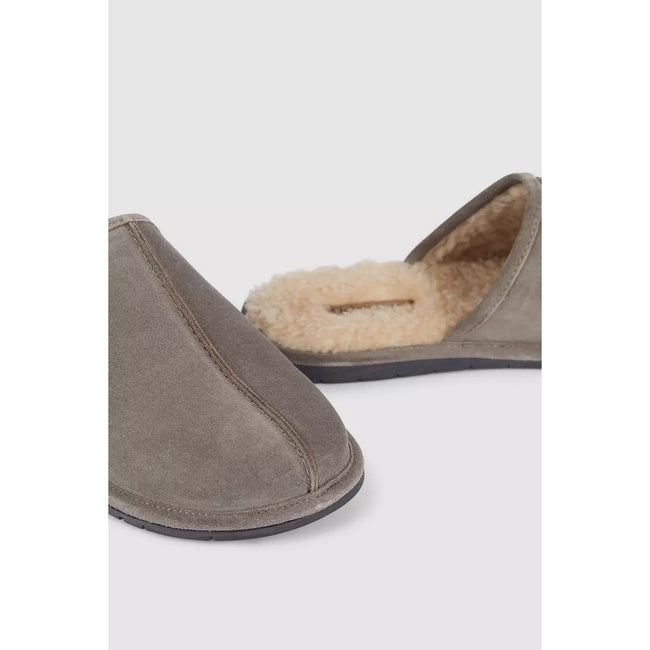 Gray - Side - Debenhams Mens Suede Slippers
