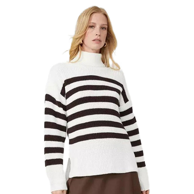 Toffee - Front - Principles Womens-Ladies Stripe Roll Neck Sweater