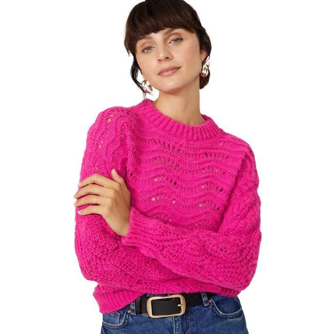 Pink - Front - Principles Womens-Ladies Wave Cable Knit Sweater