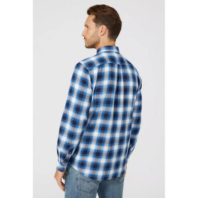 Royal Blue - Back - Mantaray Mens Shadow Checked Shirt