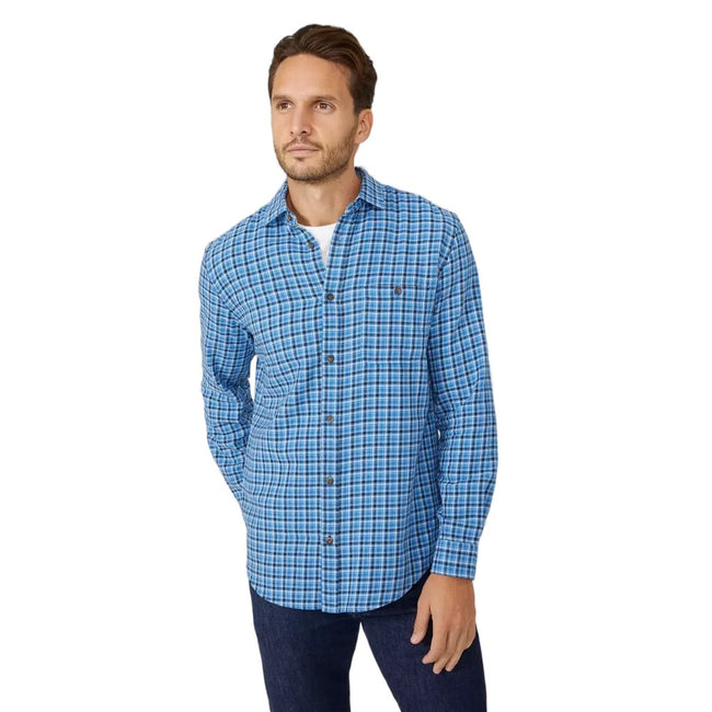 Mid Blue - Front - Mantaray Mens Dupplin Checked Shirt
