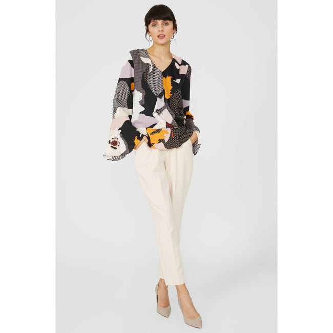 Yellow - Front - Principles Womens-Ladies Petite Printed Ruffles Blouse