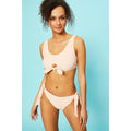Pink - Front - Debenhams Womens-Ladies Gingham Front Tie Bikini Top