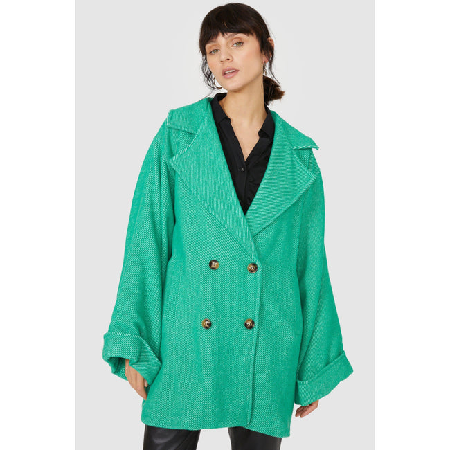 Green - Front - Principles Womens-Ladies Herringbone Coat