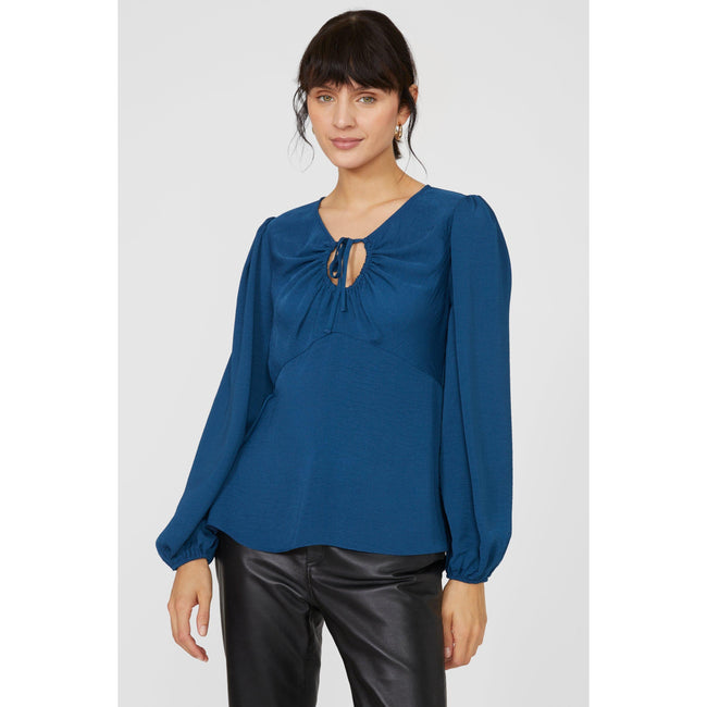 Teal - Front - Principles Womens-Ladies Keyhole Blouse