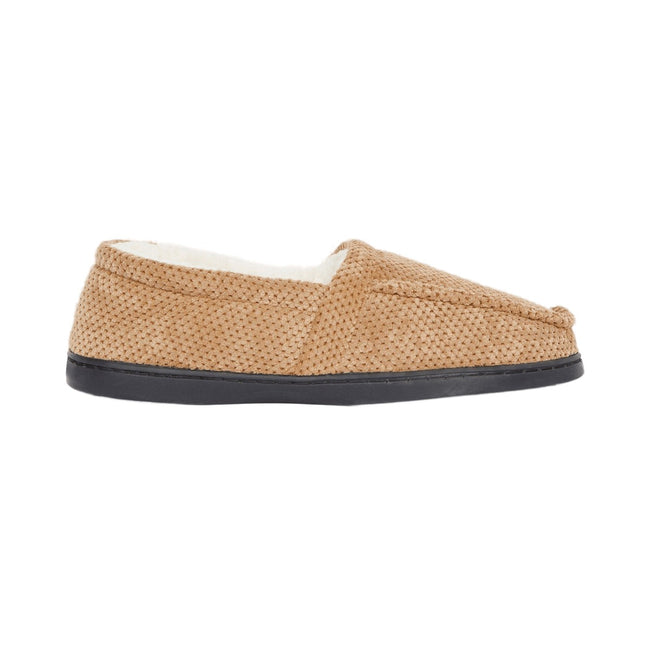 Beige - Front - Debenhams Mens Microsuede Slippers