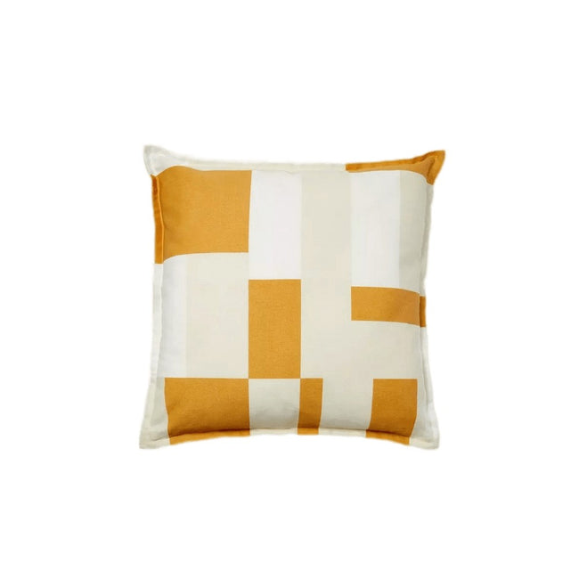 Yellow-White - Front - Debenhams Pablo Reversible Filled Cushion