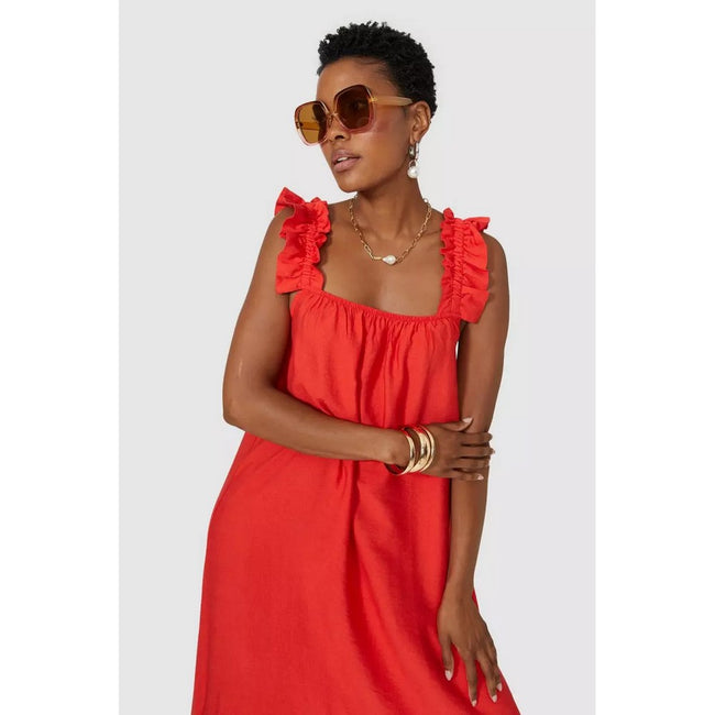 Red - Side - Principles Womens-Ladies Ruffle Dress