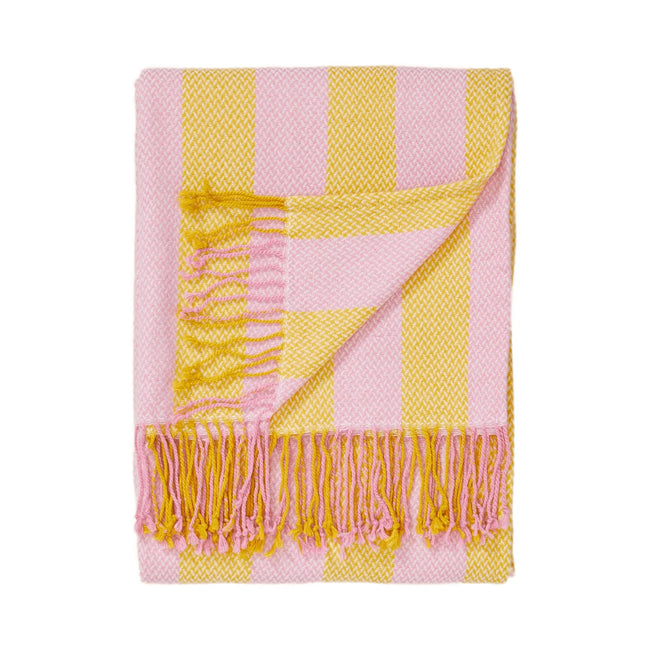 Pink-Yellow - Front - Debenhams Candy Blanket