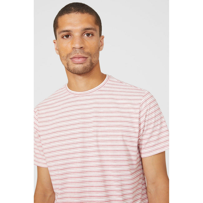 Red - Side - Maine Mens Mini Stripe T-Shirt