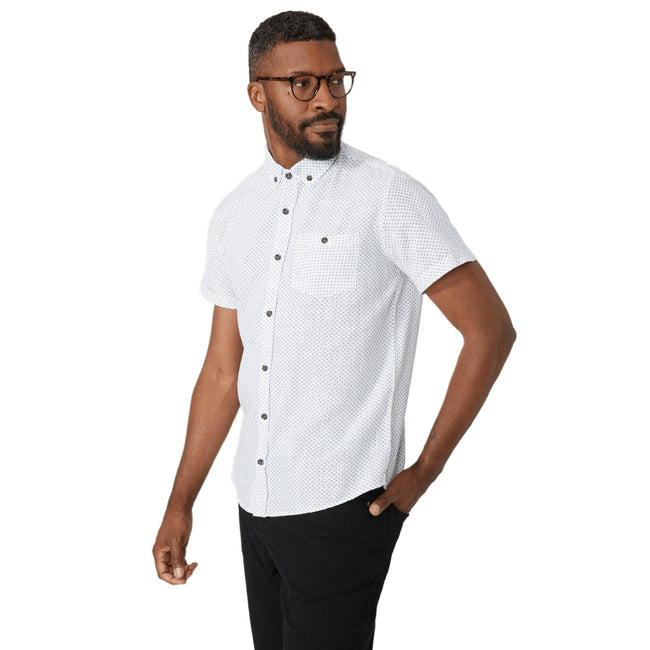 White - Front - Maine Mens Leaf Print Textured Shirt