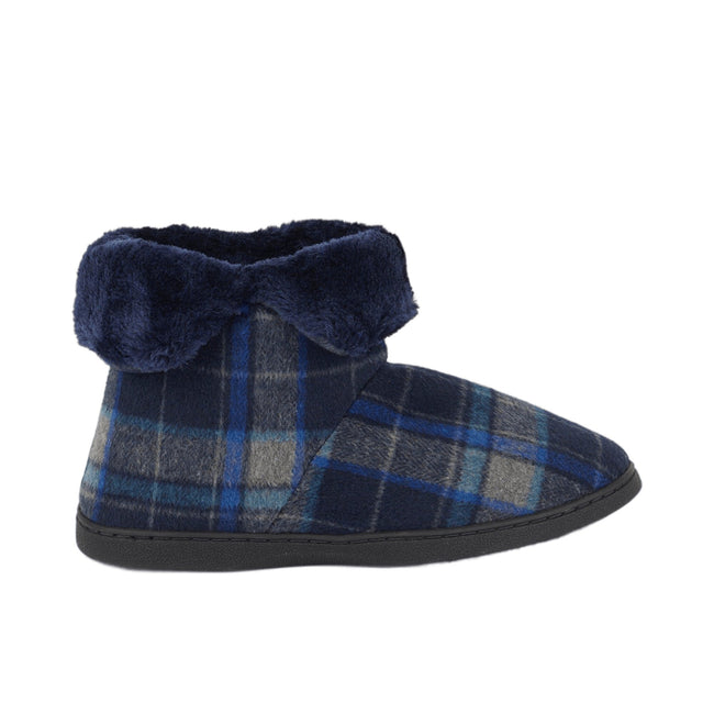 Navy - Front - Debenhams Mens Checked Slippers