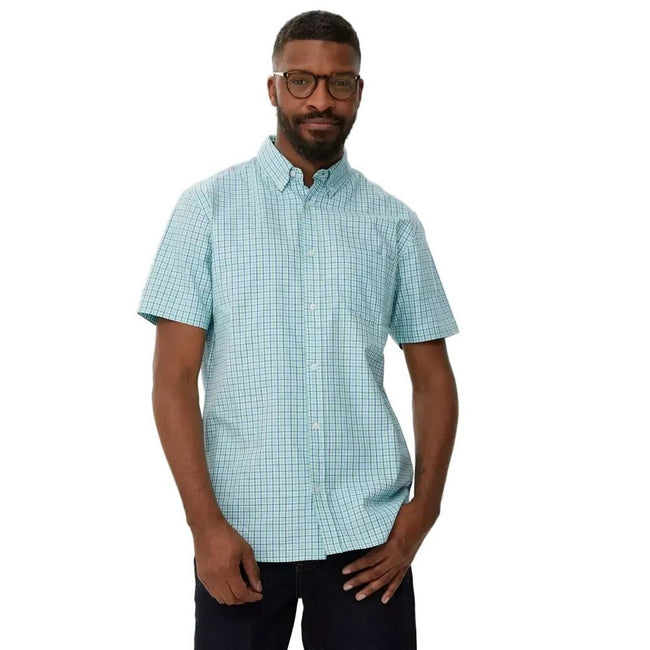 Turquoise - Front - Maine Mens Mini Check Overshirt
