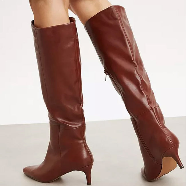 Tan - Back - Principles Womens-Ladies Kate Pointed Long Boots
