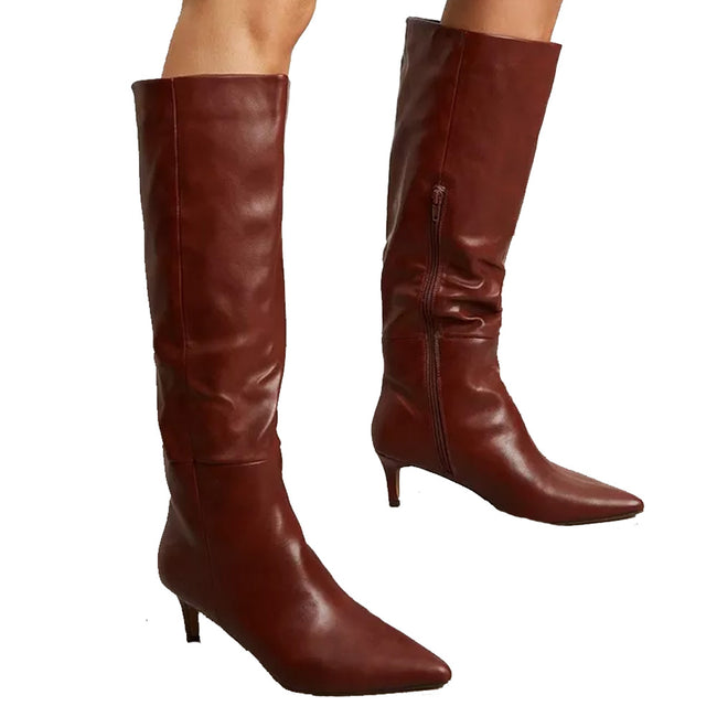 Tan - Front - Principles Womens-Ladies Kate Pointed Long Boots