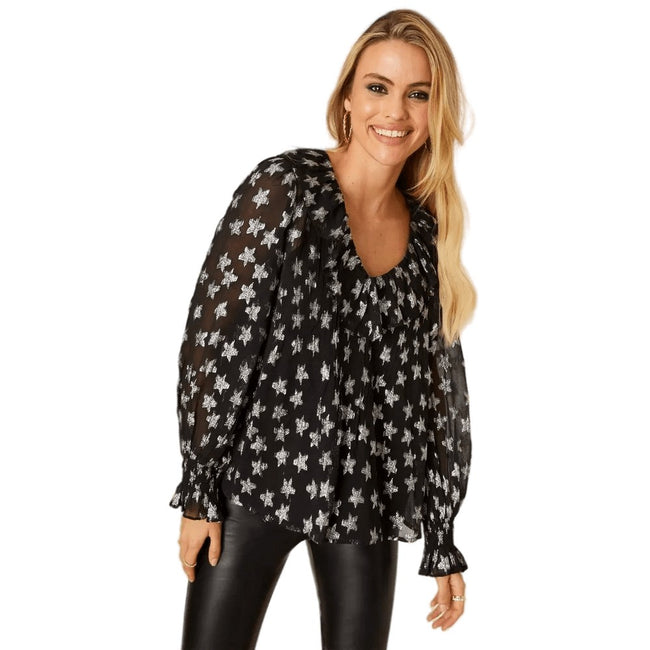 Black - Front - Dorothy Perkins Womens-Ladies Star Blouse