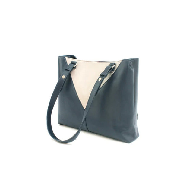 Navy-Ivory - Side - Eastern Counties Leather Alice Contrast Panel Leather Purse