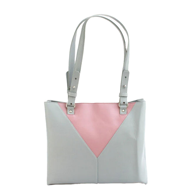 Gray-Blush - Front - Eastern Counties Leather Alice Contrast Panel Leather Purse