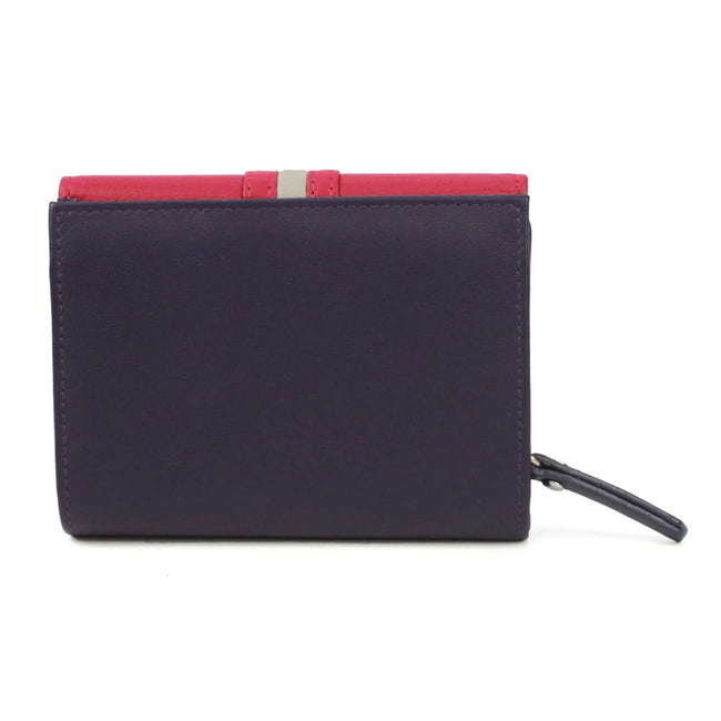 Purple-Pink - Back - Eastern Counties Leather Casey Contrast Panel Leather Coin Purse